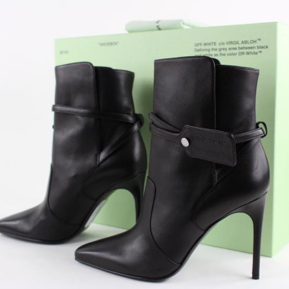 Off-White™ sz39 Black Leather Zip Tie Tag Ziptie - Picture 2 of 12